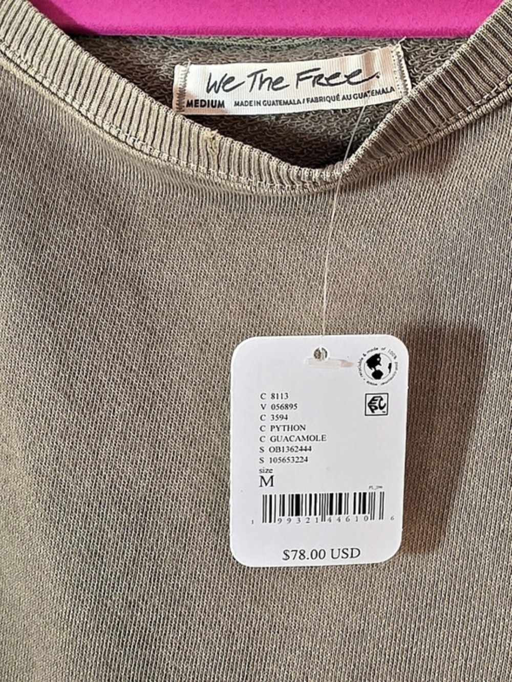 We The Free Oversized Pullover in Python Guacamole Size NWT Free People - Picture 8 of 8